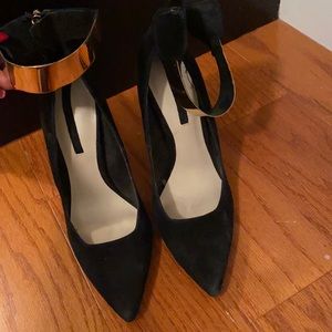 Black Heels with gold strap